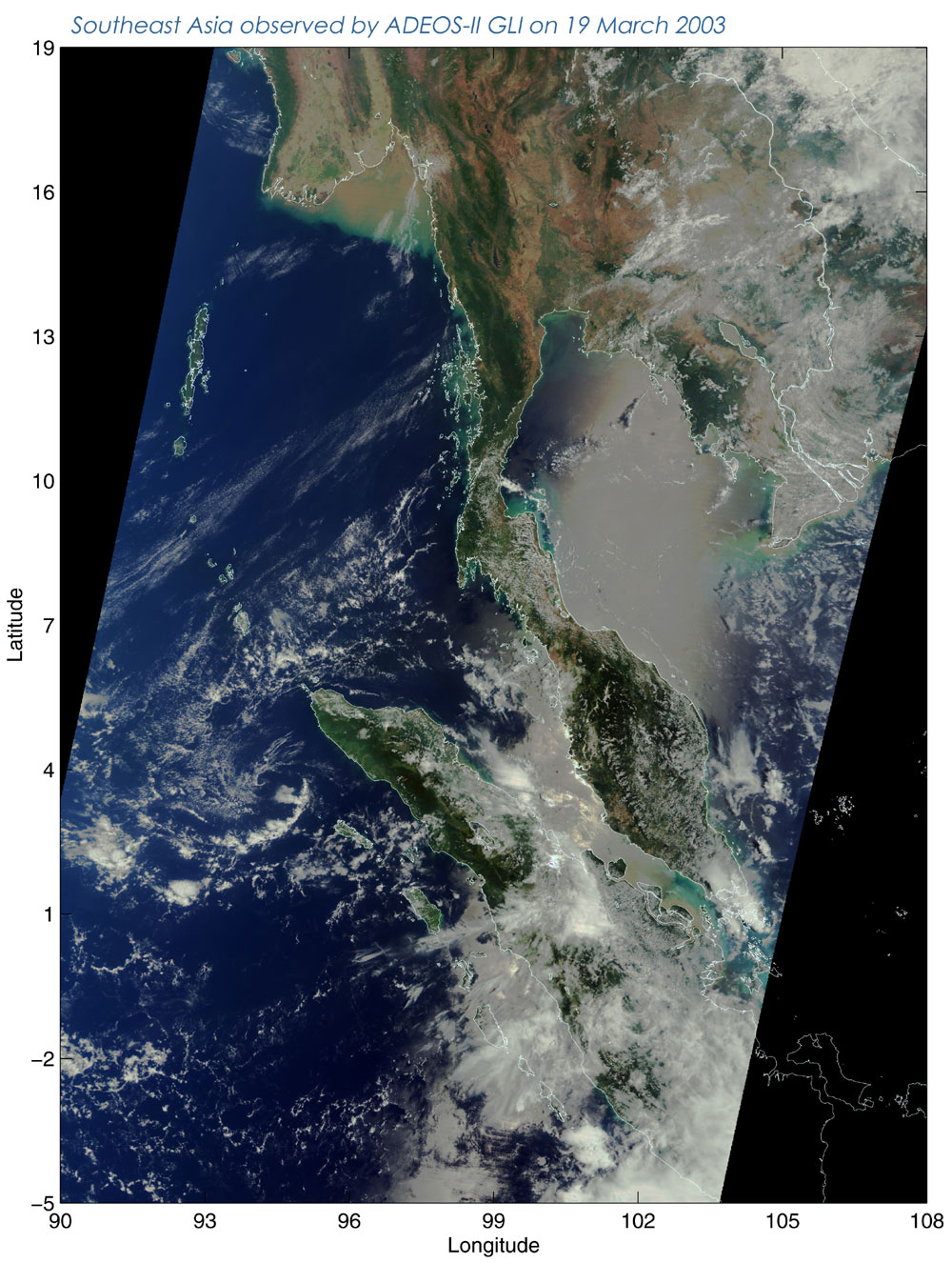 Greenish Southeast Asia observed by GLI