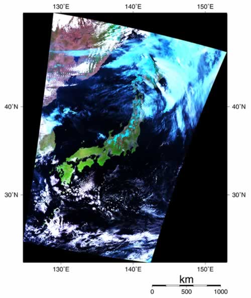Fresh-greenery Japan observed by Midori-II