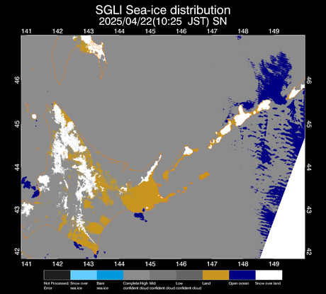 オホーツク海の海氷分布拡大画像ページ-JAXA EORC