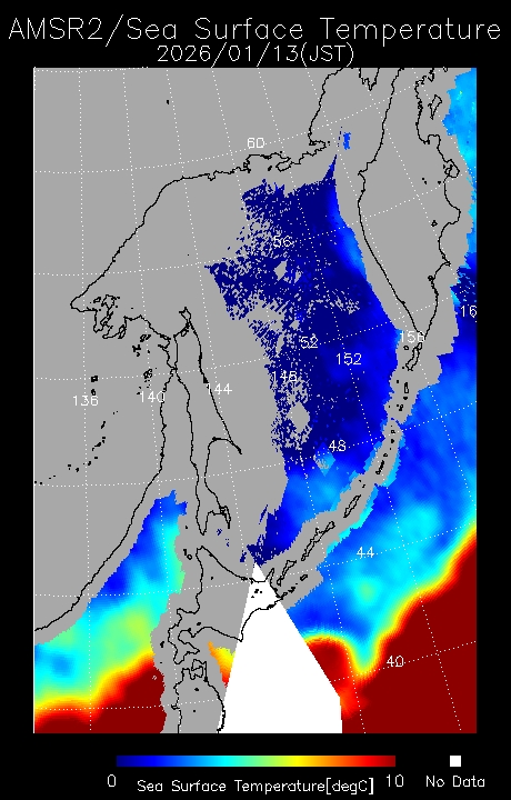 オホーツク海の海氷分布拡大画像ページ-JAXA EORC