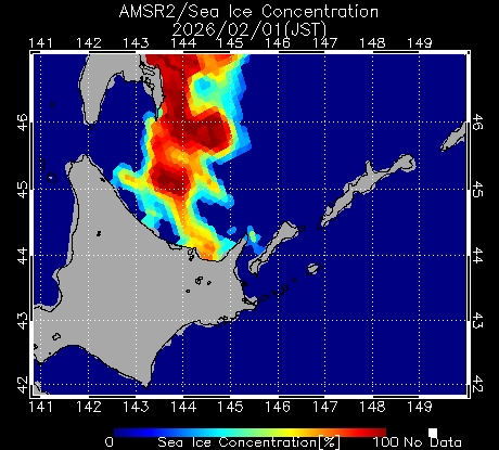 オホーツク海の海氷分布拡大画像ページ-JAXA EORC