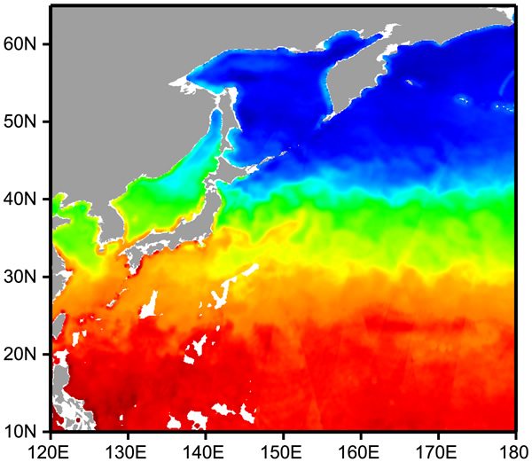 Sea Surface Temperature through Clouds (Japan Area)